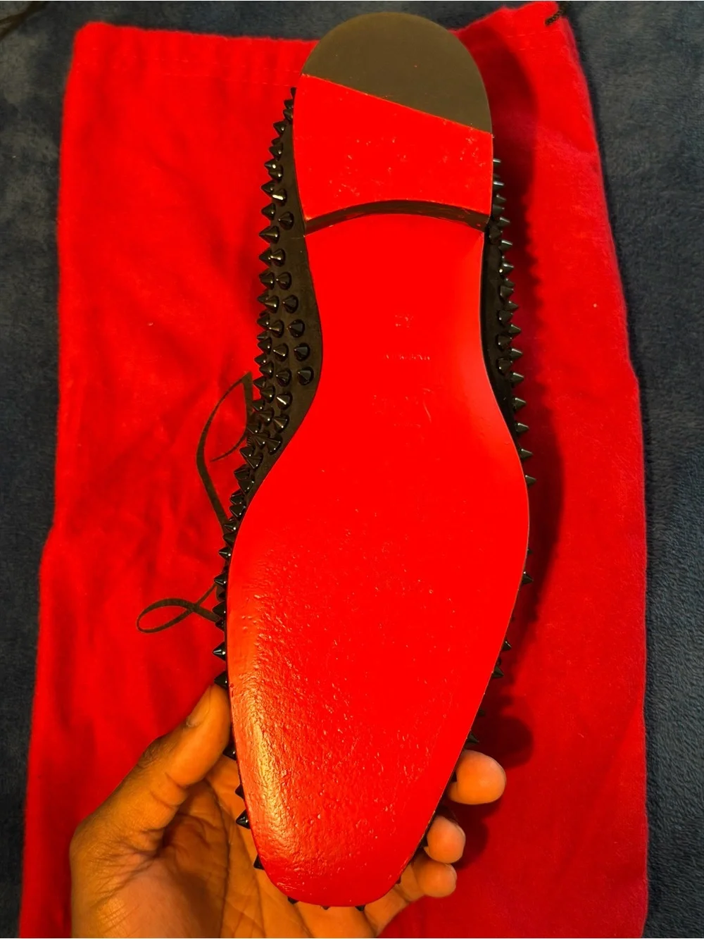 Christian Louboutin Dandelion Spikes Flat Veau - Black